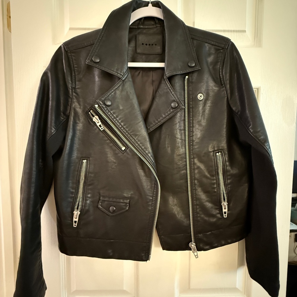 Blank NYC Black Faux Leather Moto Jacket Asymmetrical Design